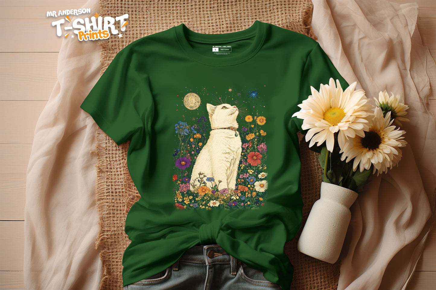 Cat In The Flower Fields Tees