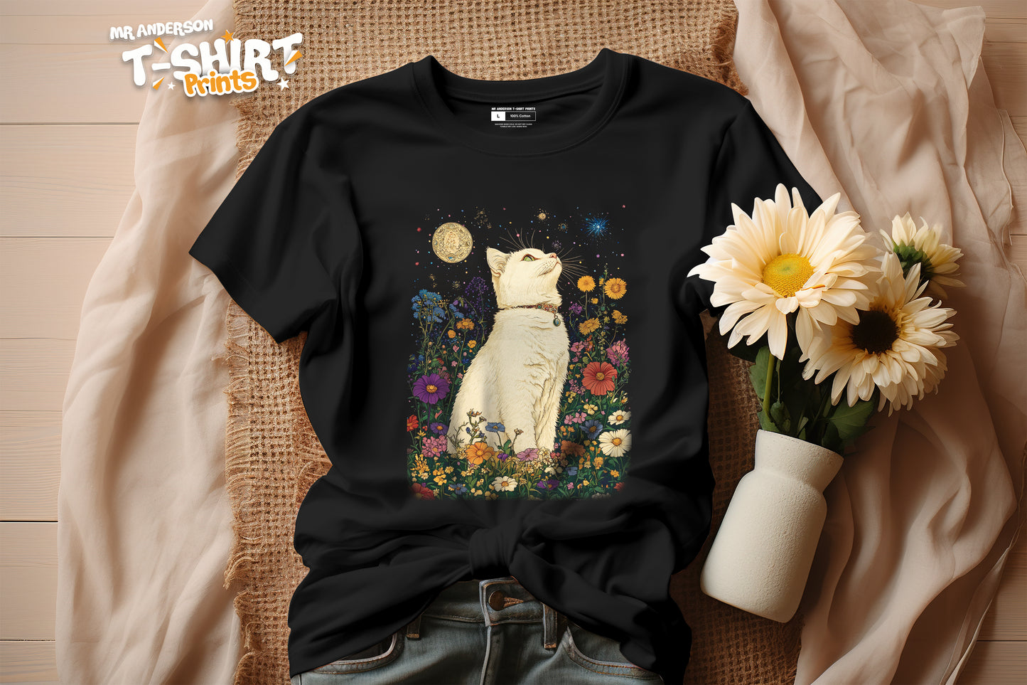 Cat In The Flower Fields Tees
