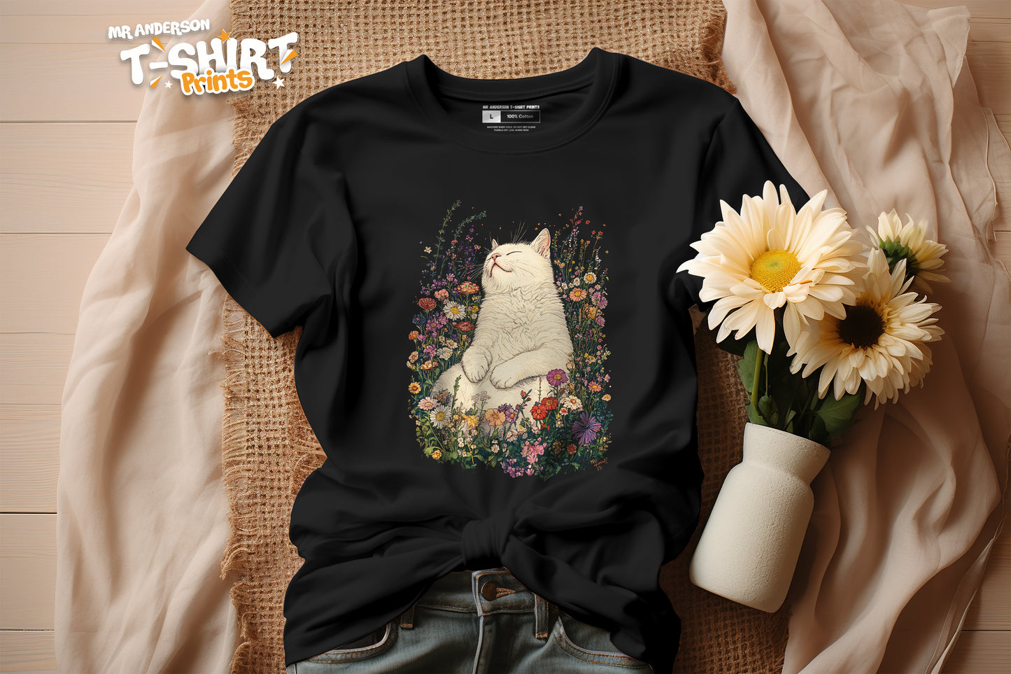 Sleeping Cat In The Flower Fields Tees