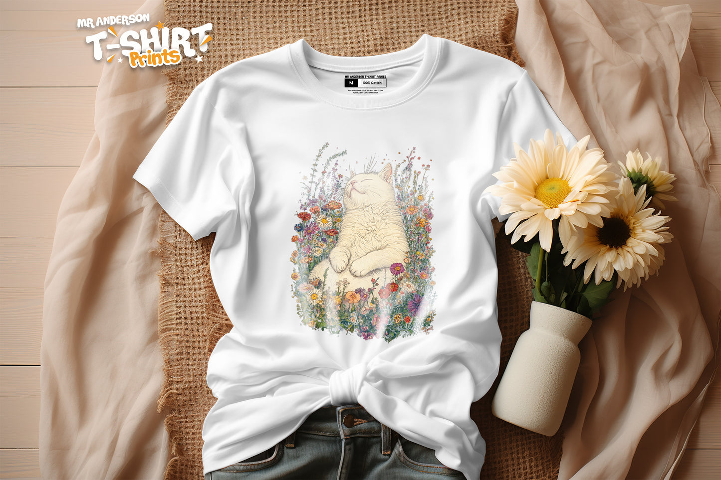 Sleeping Cat In The Flower Fields Tees