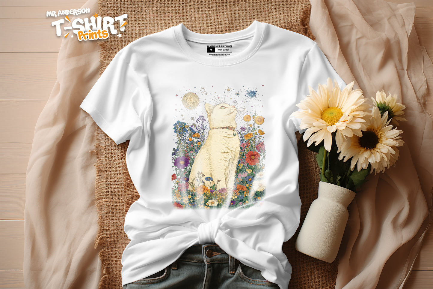 Cat In The Flower Fields Tees